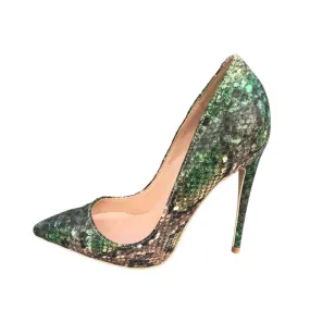 Pre Order:  Green Snake Pattern Stiletto Pumps