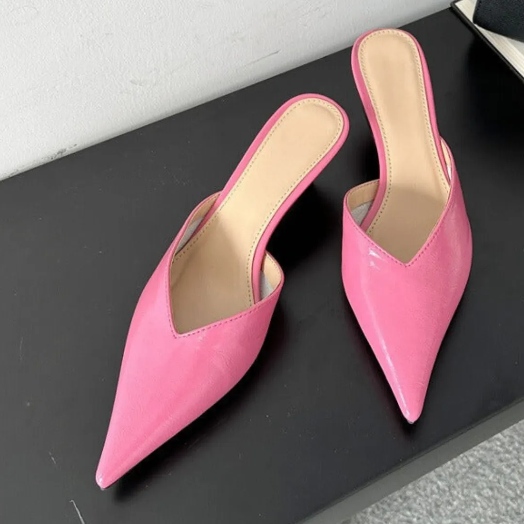 Pre Order:  Pointed Toe Low Heel Stiletto Mule Pumps