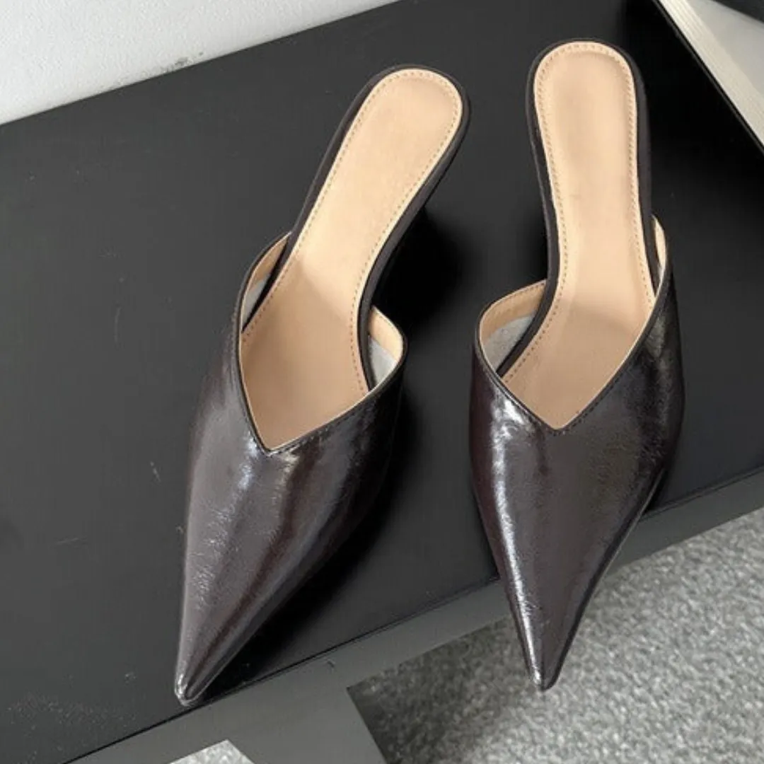 Pre Order:  Pointed Toe Low Heel Stiletto Mule Pumps