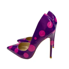 Pre Order:  Polka Dots Purple Patent Stiletto Pumps