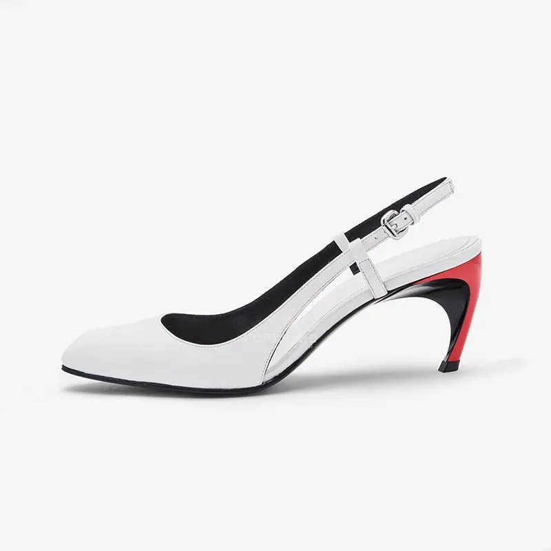 Pre Order:  Round Head Irregular Heel Slingback Pumps