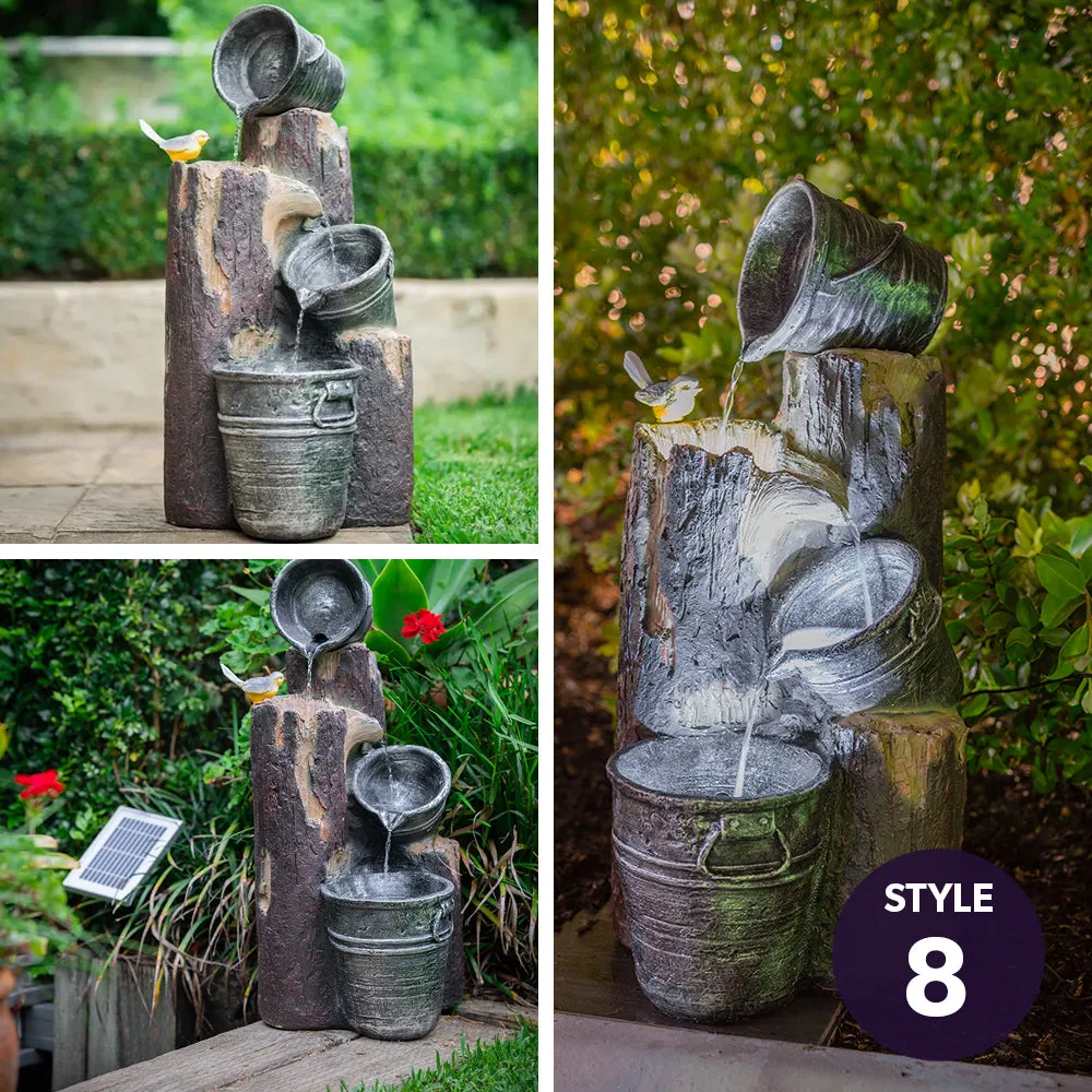 Premium Solar Fountain Water Feature with LED & Battery