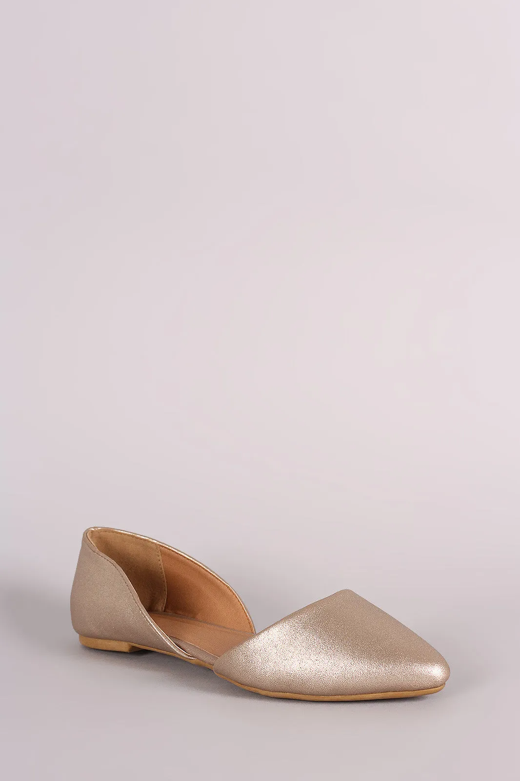 Qupid Pointy Toe Slip On Dorsay Flat