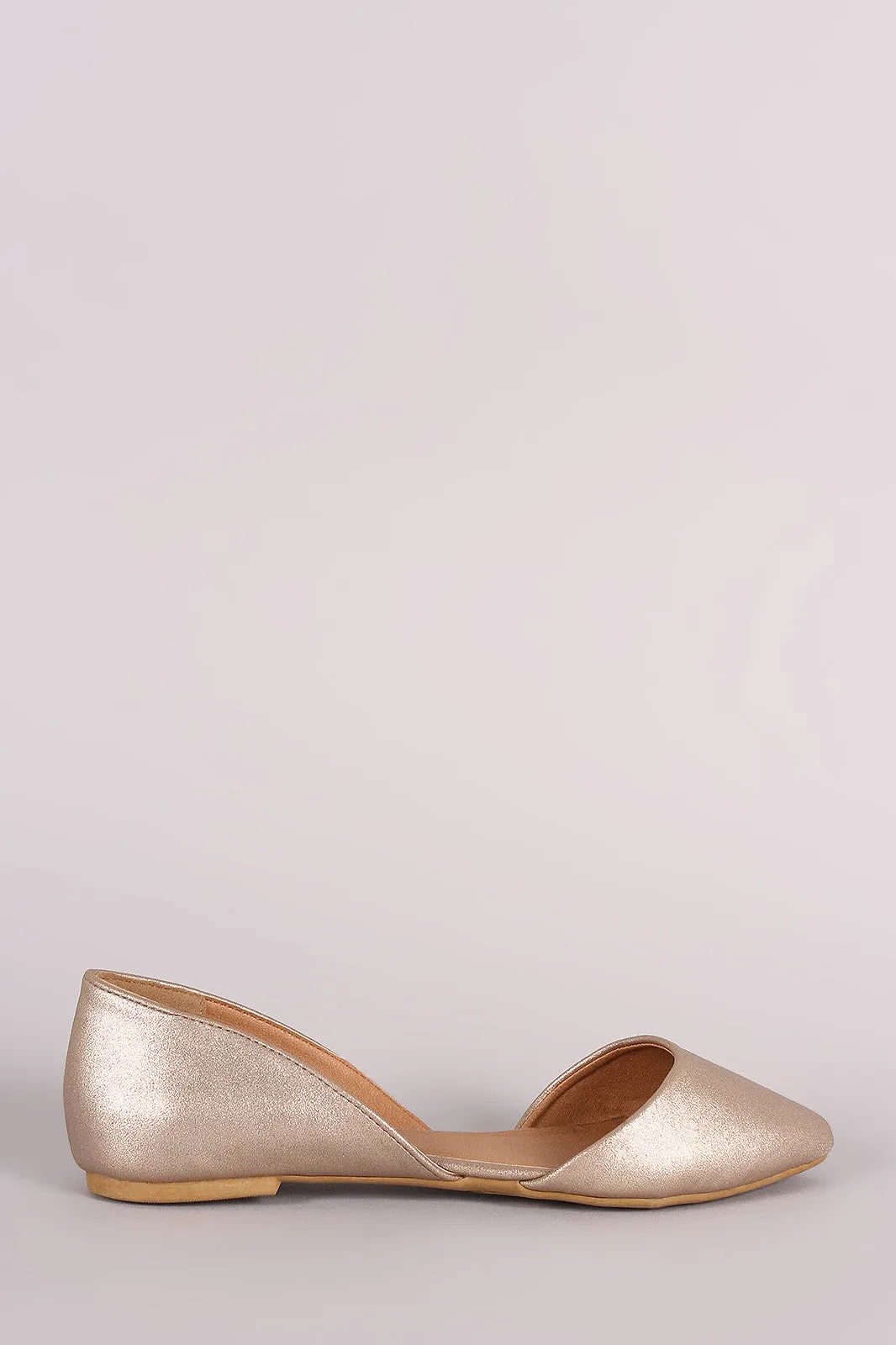 Qupid Pointy Toe Slip On Dorsay Flat