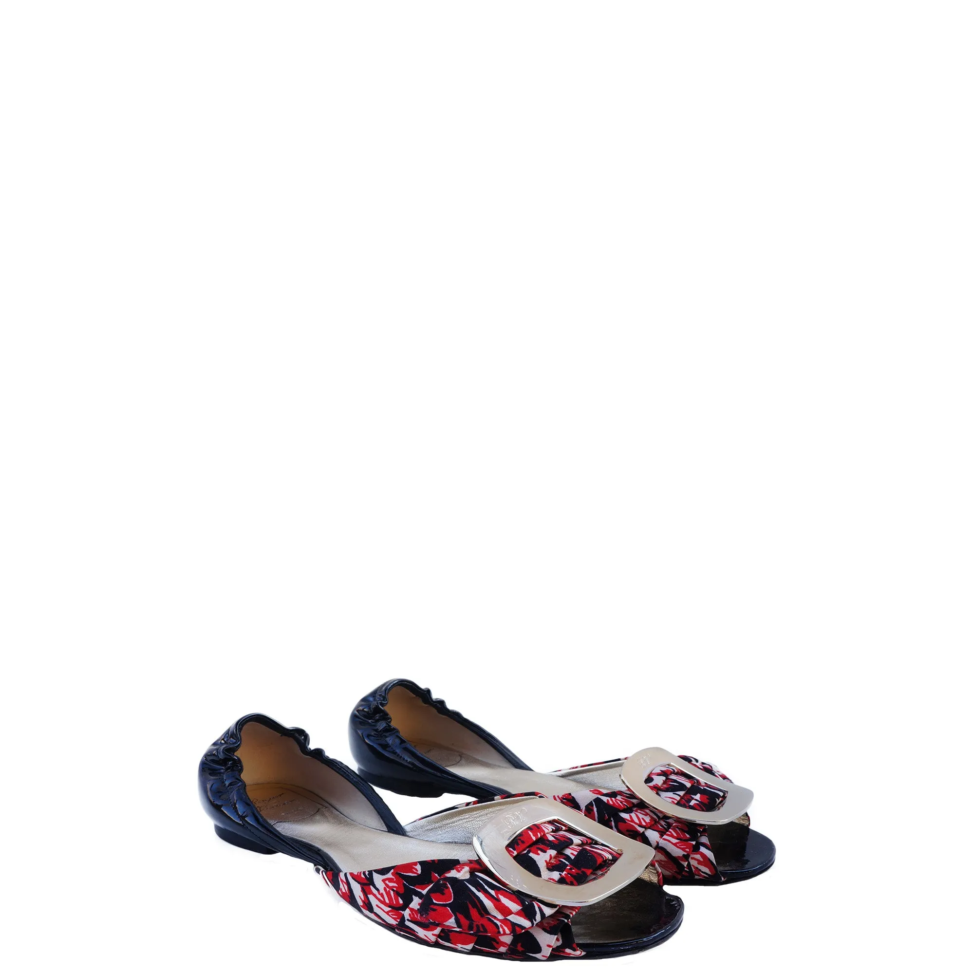 ROGER VIVIER FLORAL BUCKLE D'ORSAY FLATS