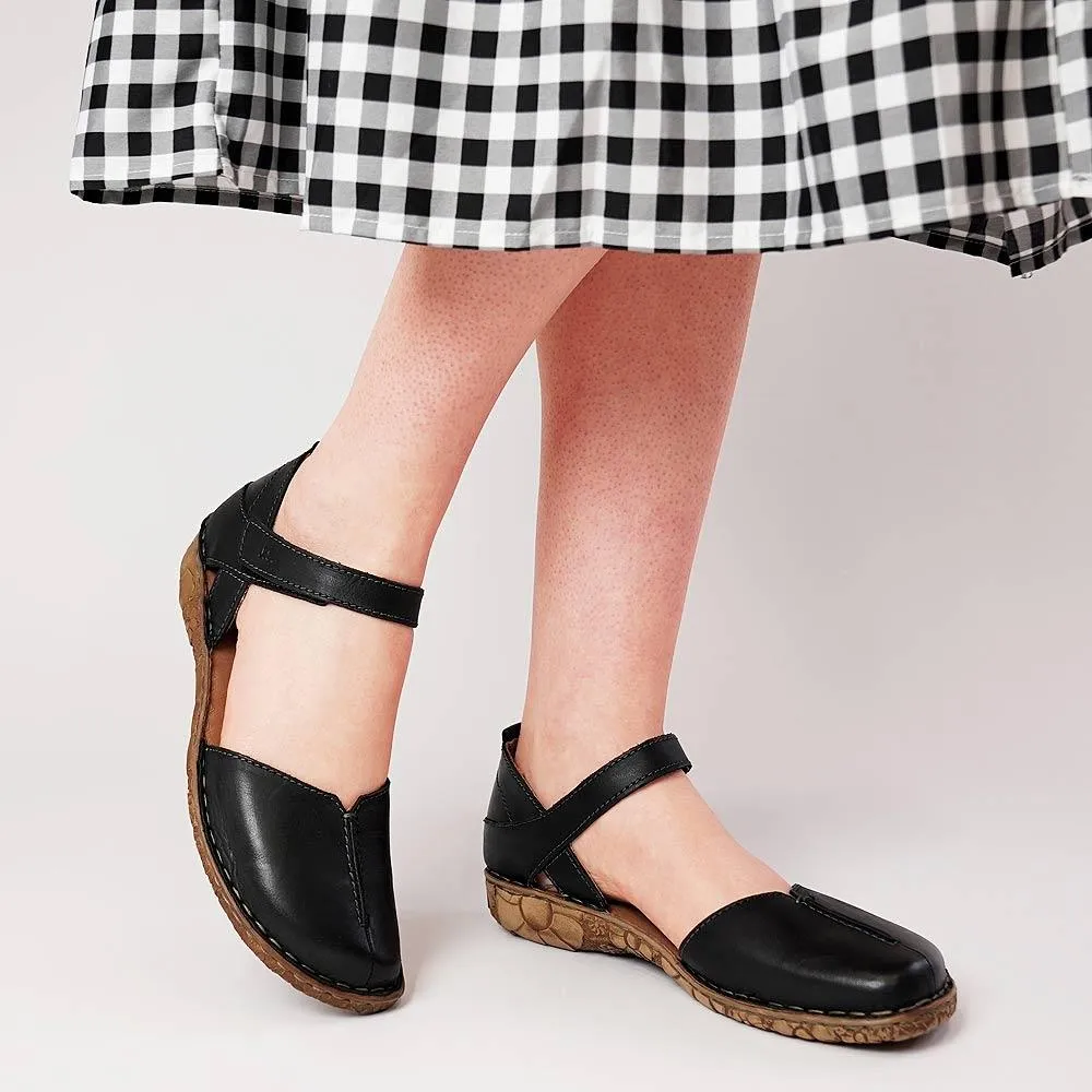 Rosalie 42 Black Leather Flats