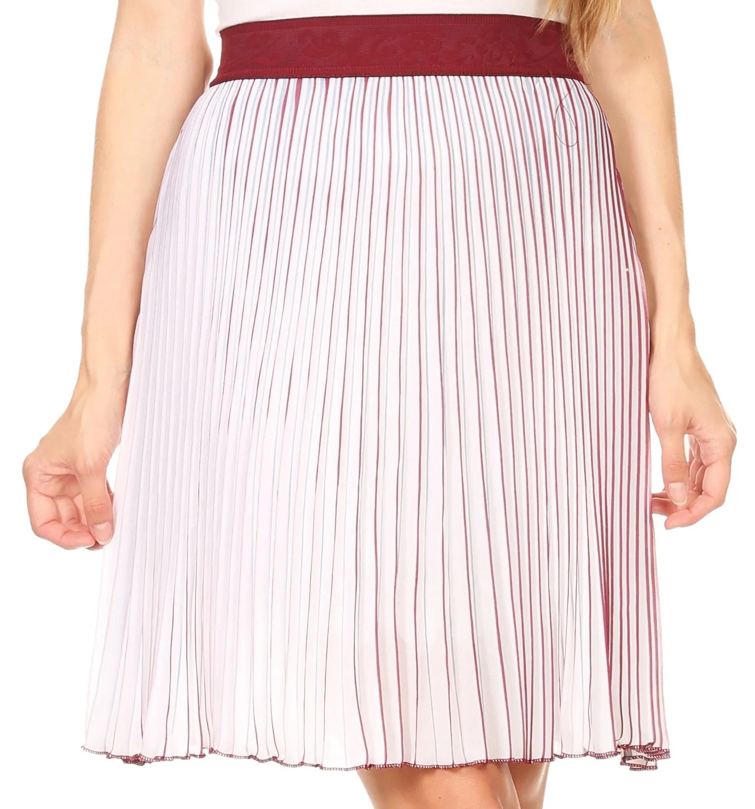 Sakkas Amira Accordion Pleated Midi Crepe Slim Skirt with Elastic Waist