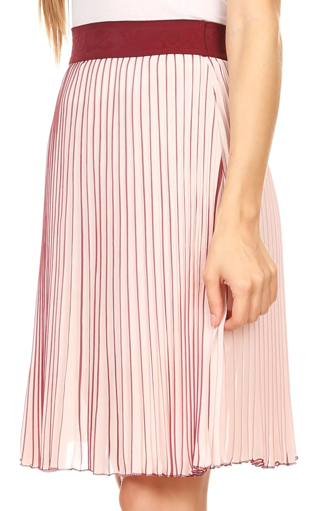 Sakkas Amira Accordion Pleated Midi Crepe Slim Skirt with Elastic Waist