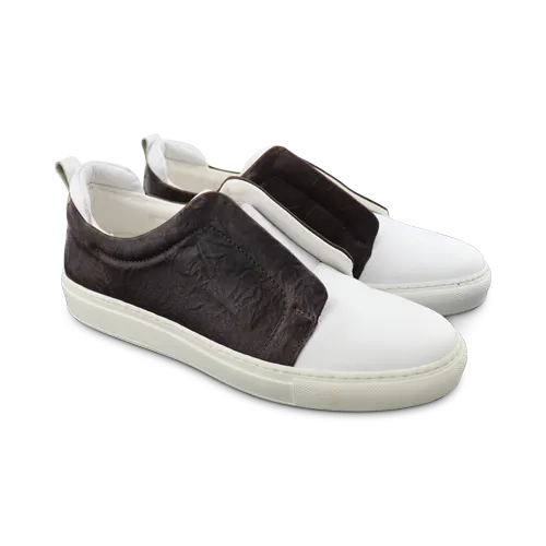 Sneakers in pelle bianco/moro