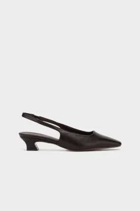 SQUARE TOE SLINGBACK KITTEN HEEL