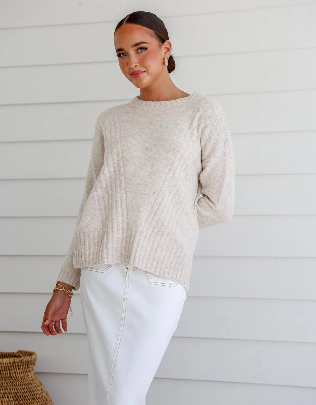 St Moritz Stitch Detail Knit - Latte