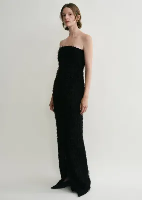 Strapless fil coupé dress black