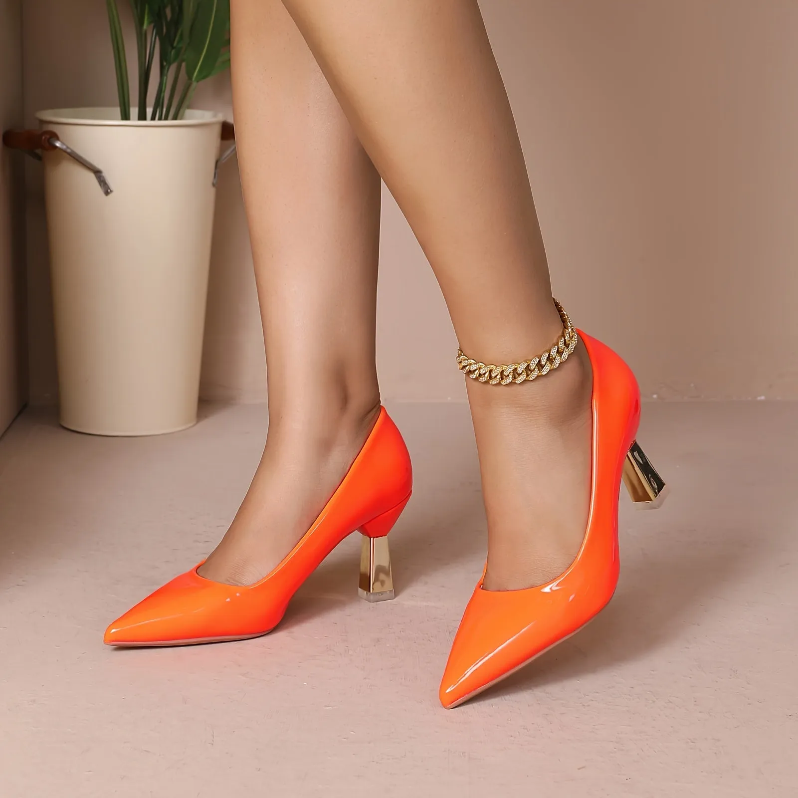 Stylish Pointed-Toe High Heel Pumps - Elevate Your Office Style with Solid Colors, Comfortable Fit, and Versatile Design - Perfect for Koningsdag/King's Day Celebrations and Formal Events