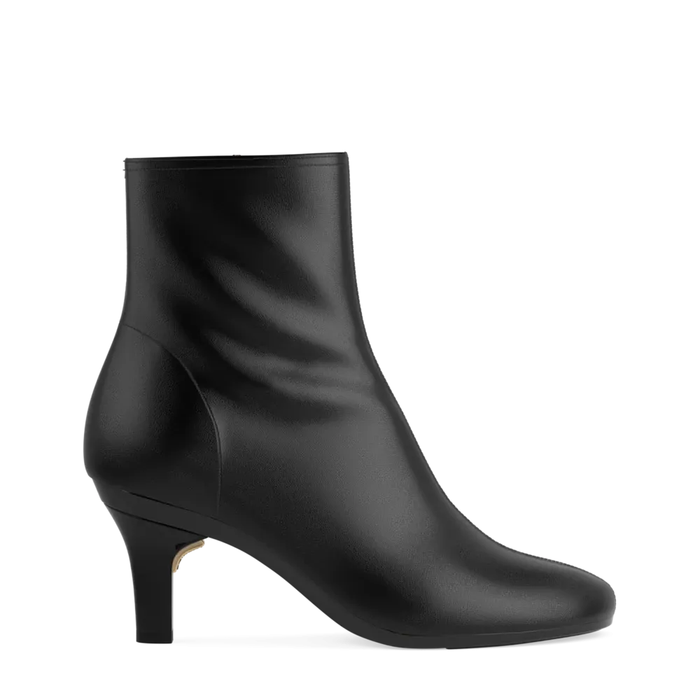 The Josie Bootie - Coal Stretch Leather 3 Stiletto