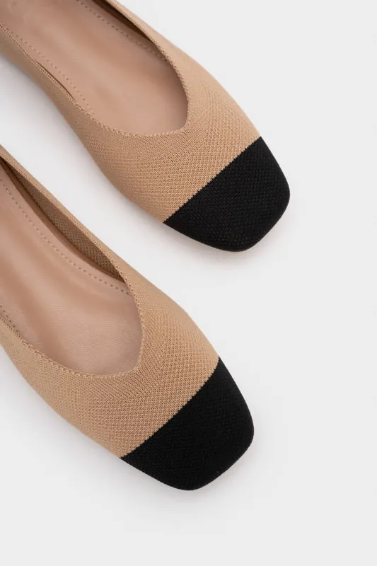 TWO TONE KNIT FLAT PUMP