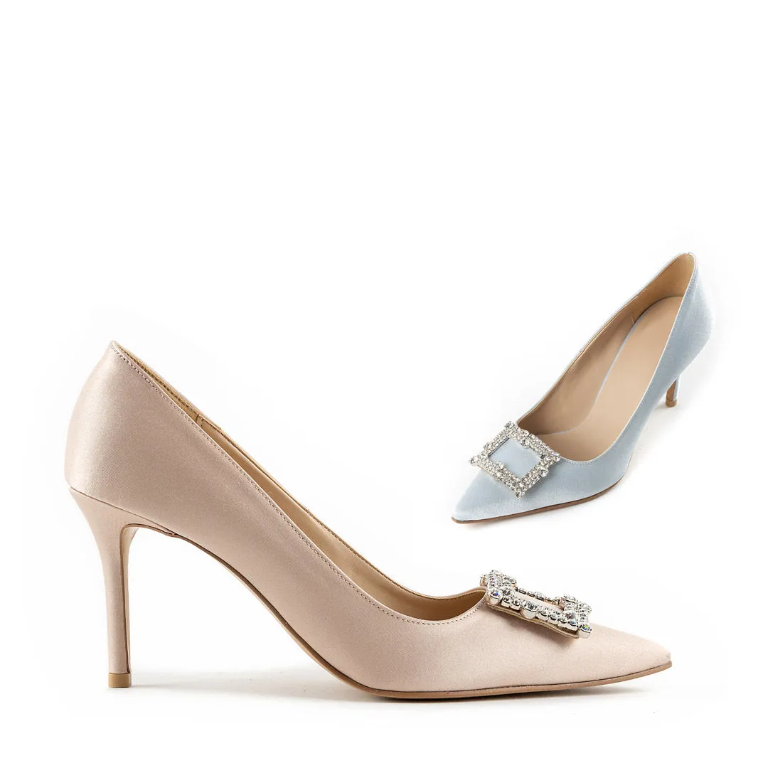 *UK size 1 - MOLLY  - sky blue satin, 10cm heels