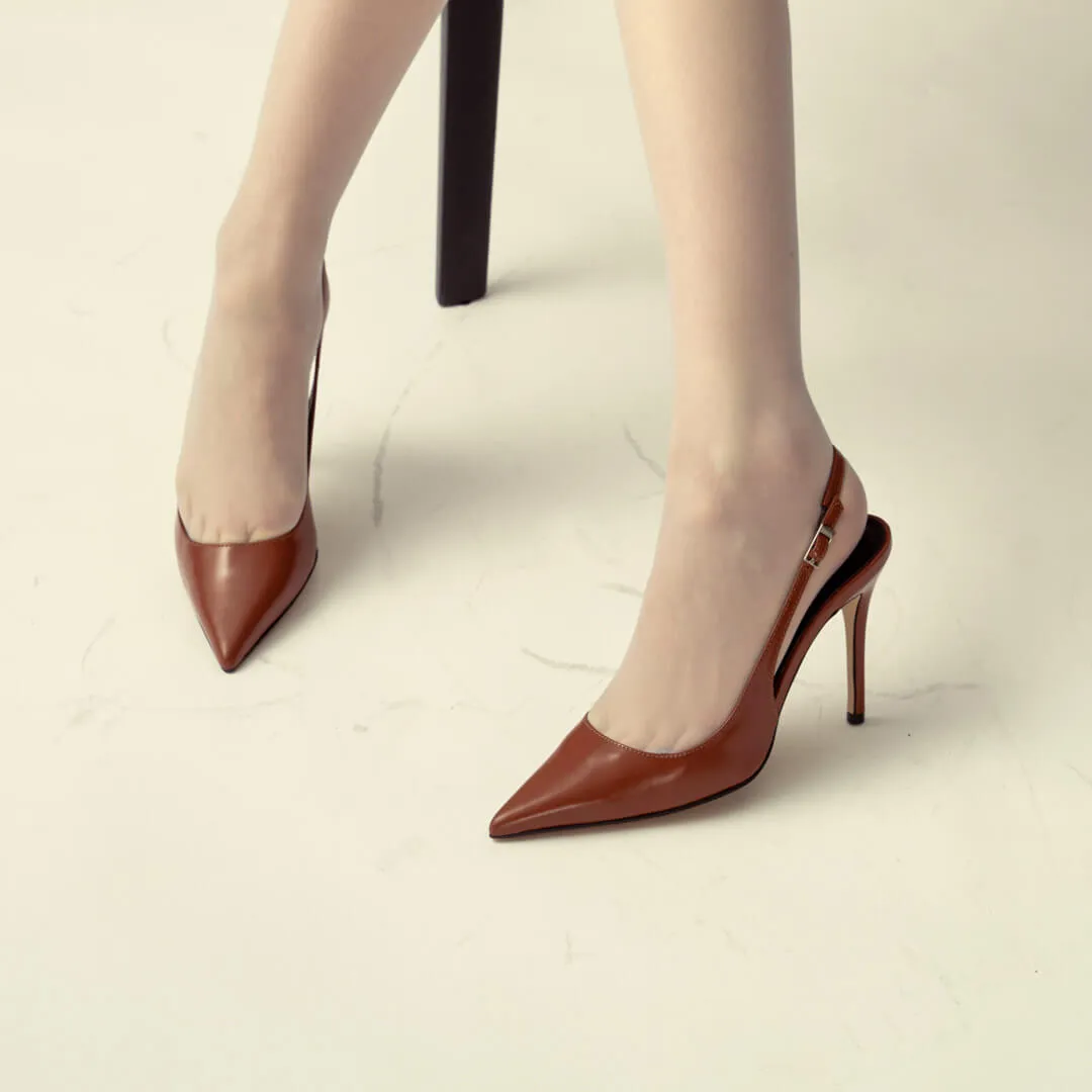 *UK size 2.5 - BUERGO - beige, 9cm heels