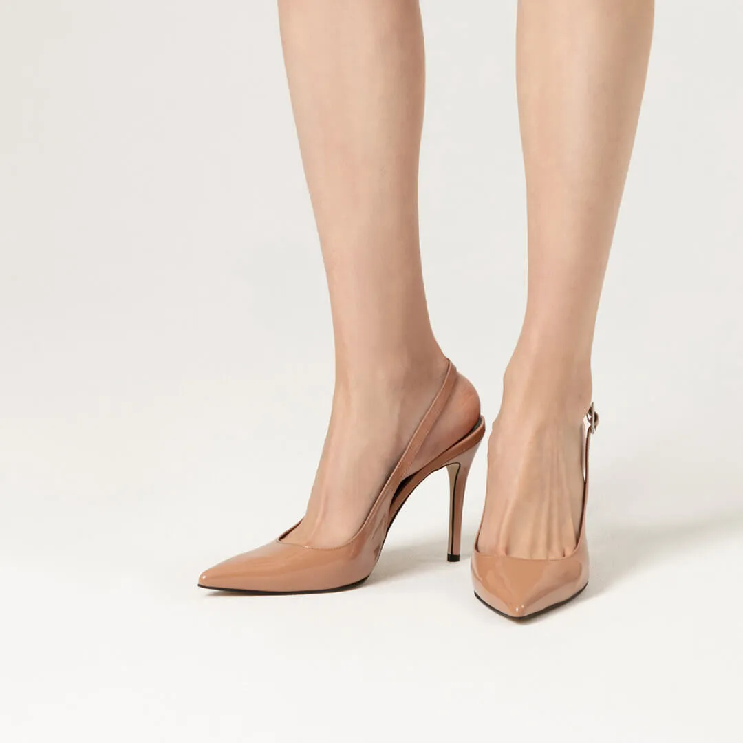 *UK size 2.5 - BUERGO - beige, 9cm heels