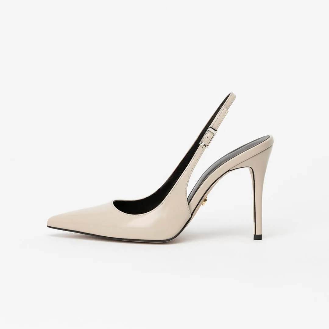 *UK size 2.5 - BUERGO - beige, 9cm heels