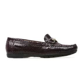 Van Dal Bliss II 3300 Ladies 5305 Bordo Feature Leather Python Print Loafers E