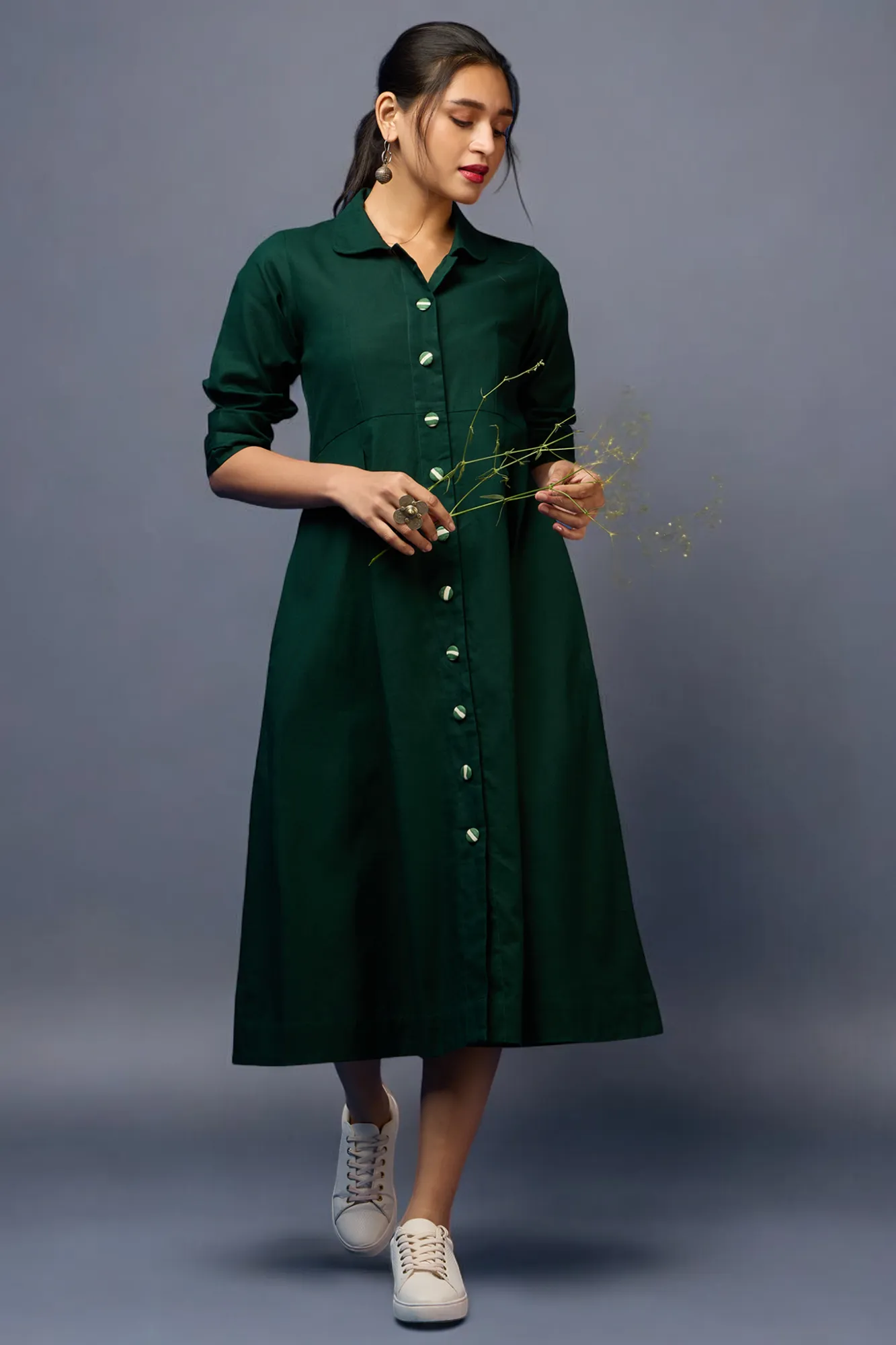 versatile peter pan collar dress/ jacket - Forest Shadows & Verdant Beauty