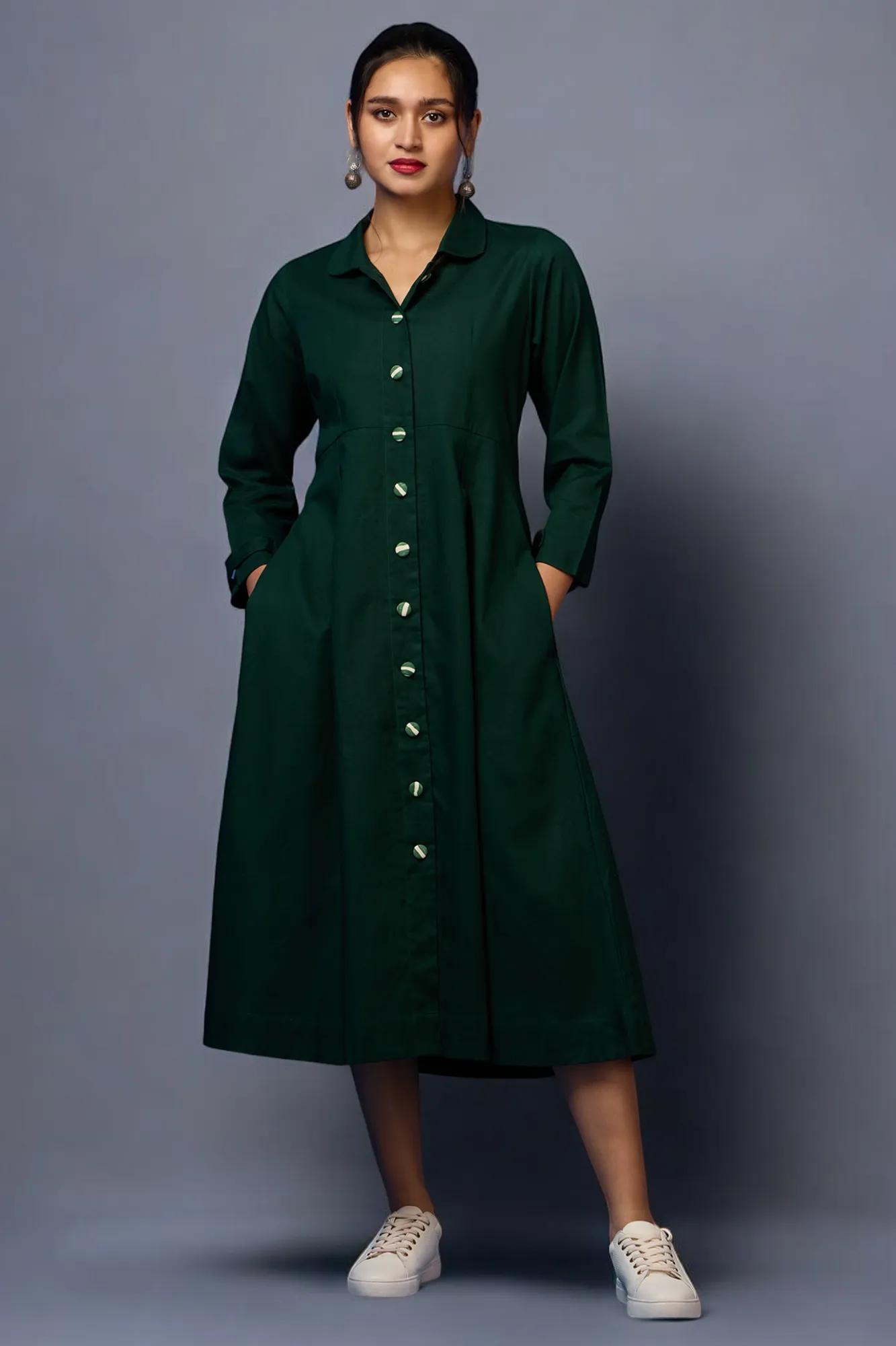 versatile peter pan collar dress/ jacket - Forest Shadows & Verdant Beauty