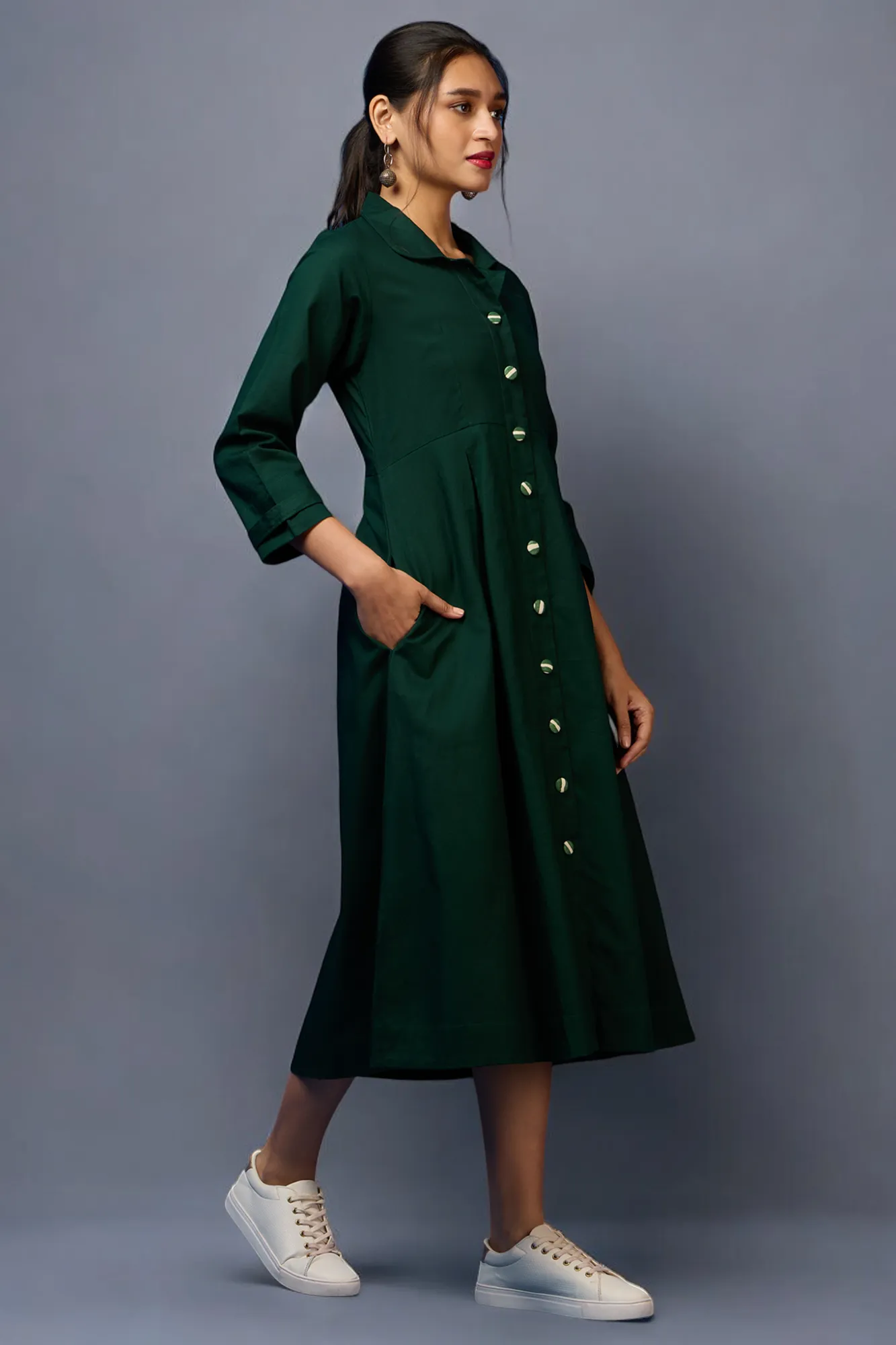 versatile peter pan collar dress/ jacket - Forest Shadows & Verdant Beauty