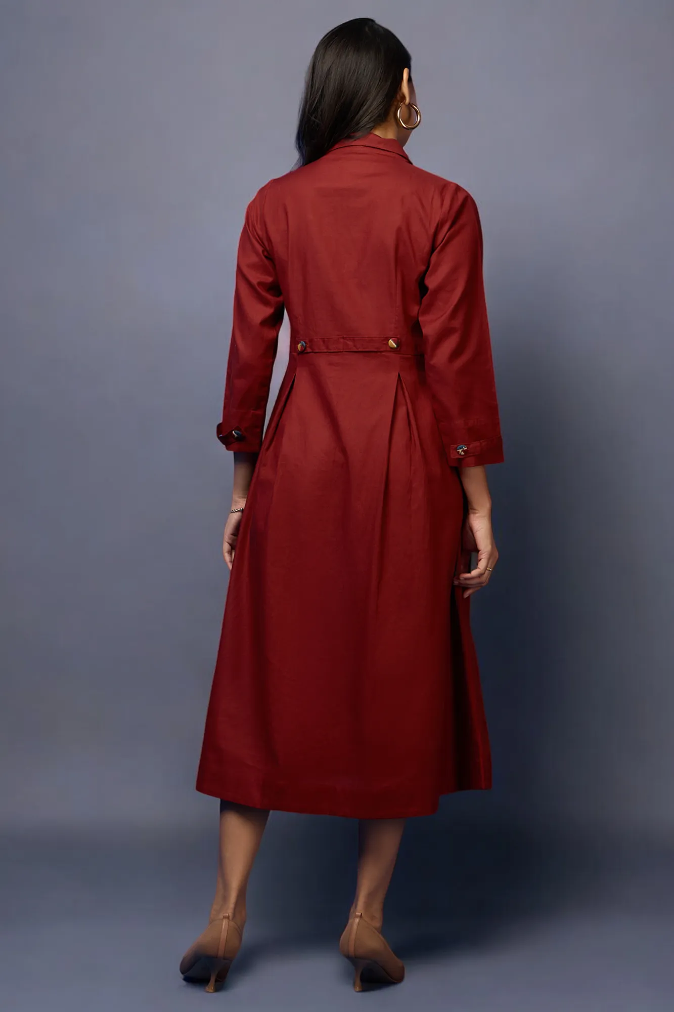 versatile peter pan collar dress/ jacket - Rustic Terra & Fiery Allure