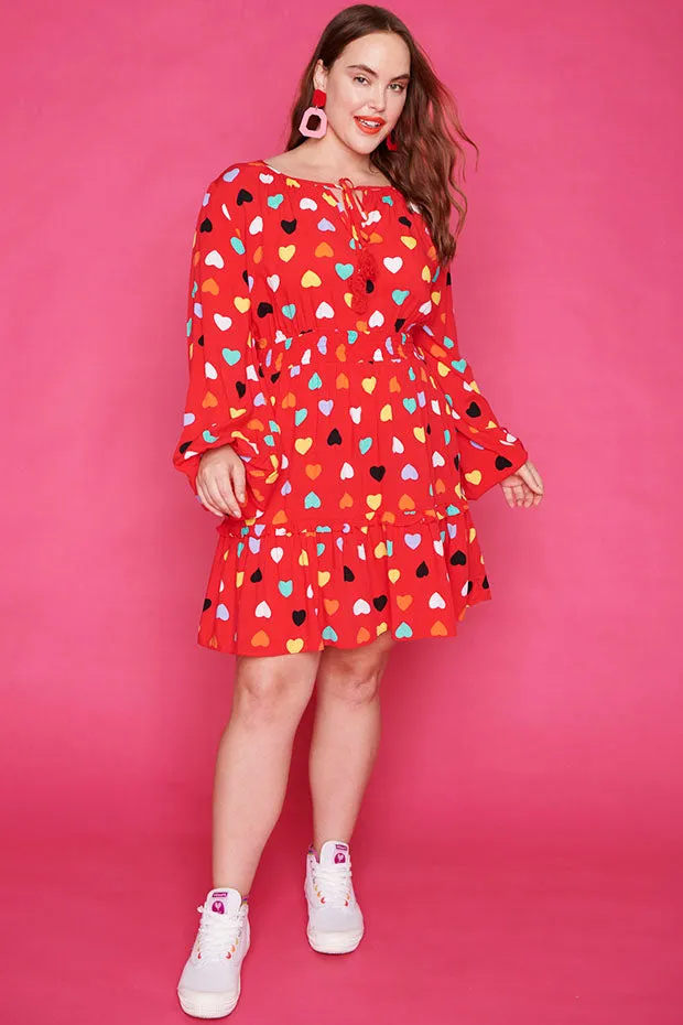 Victoria Rainbow Hearts Red Dress*