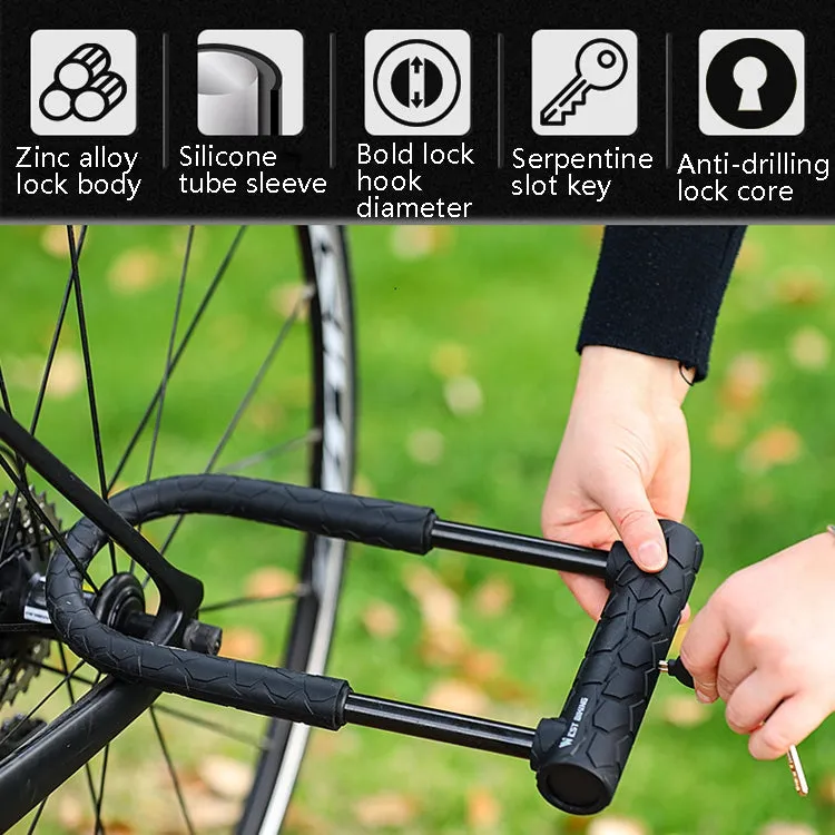 WEST BIKING Bicycle Lock Motorcycle Electric Car Anti-Theft Lock, Specification: Long U-shaped Lock Cable