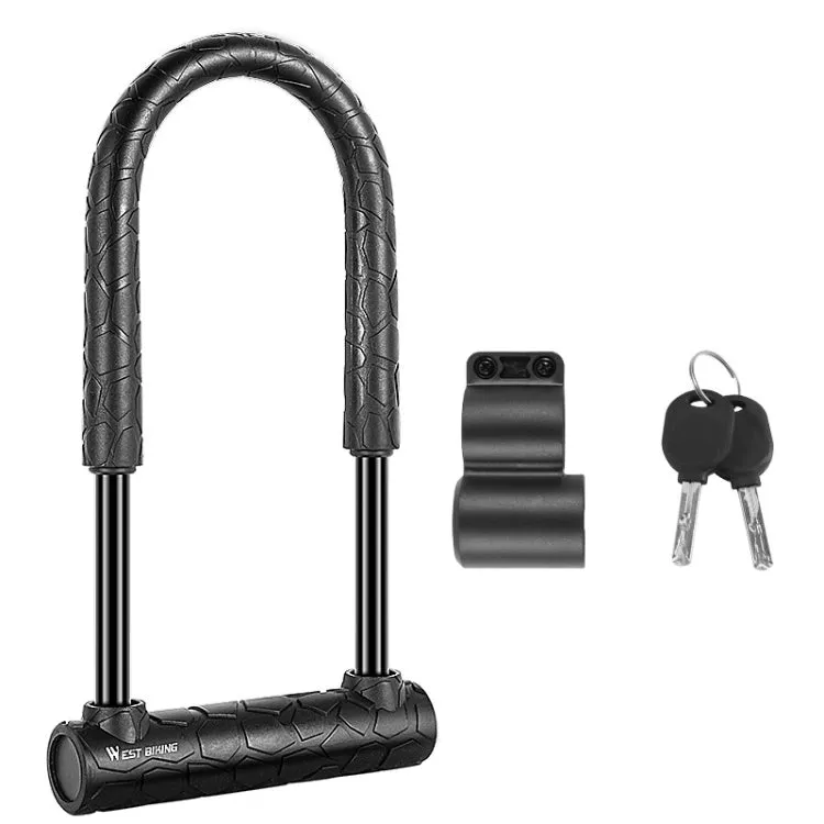 WEST BIKING Bicycle Lock Motorcycle Electric Car Anti-Theft Lock, Specification: Long U-shaped Lock