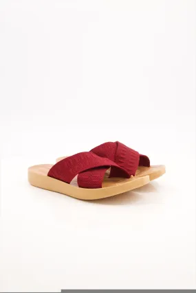 women synthetic maroon slipper