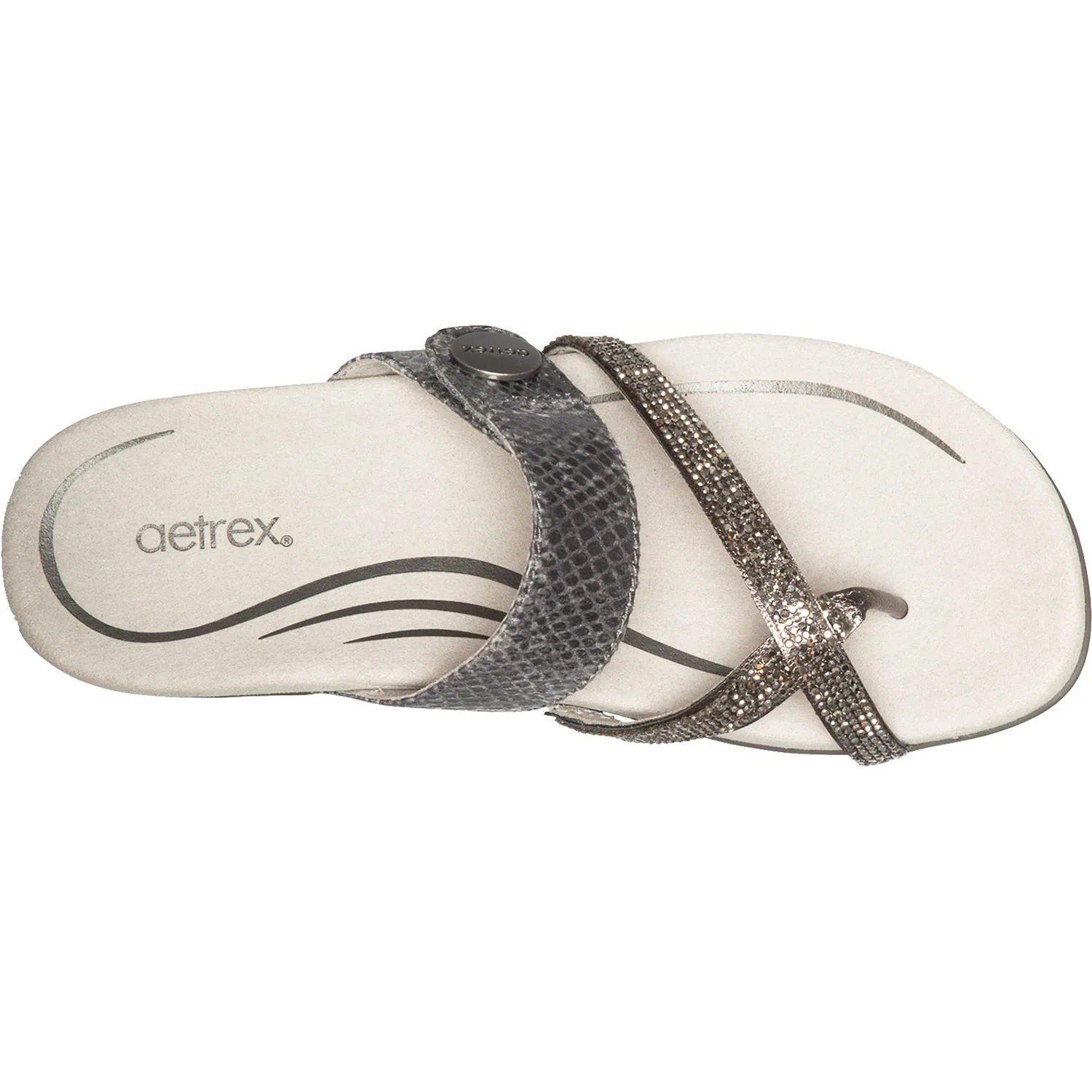 Women's Aetrex Izzy Pewter Sparkle Synthetic