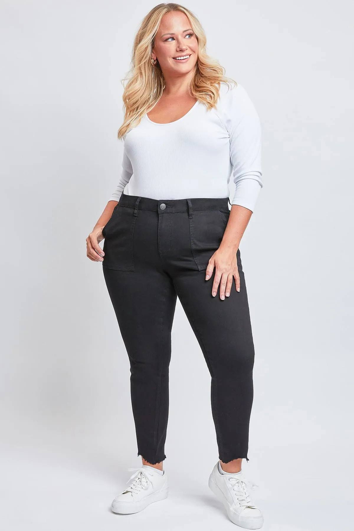 Women's Plus Size Raw Hem Pants