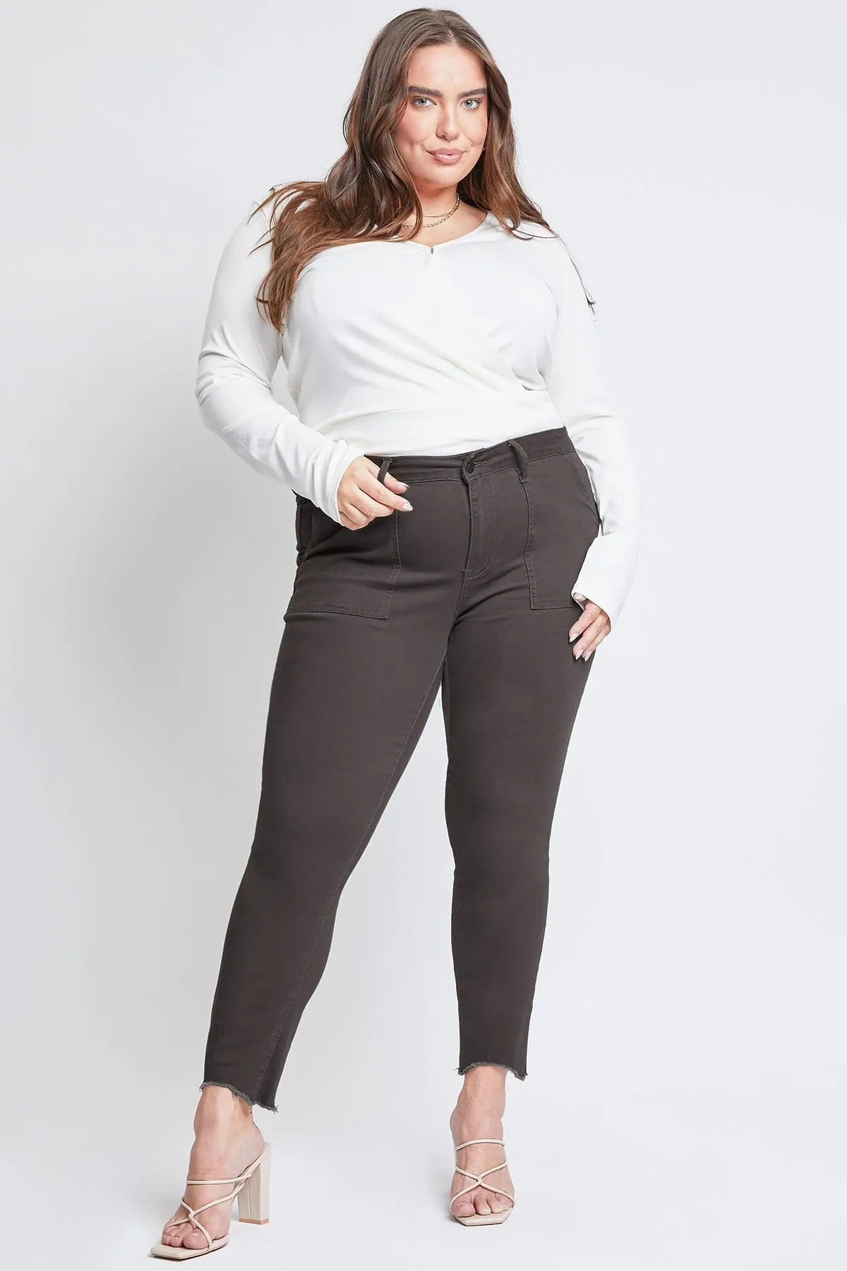 Women's Plus Size Raw Hem Pants