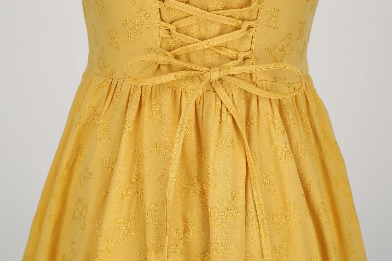 Women's Sleeveless Vintage 1950s Cocktail Party Swing Dress Spaghetti Strap Formal A-line Midi Dresses Yellow