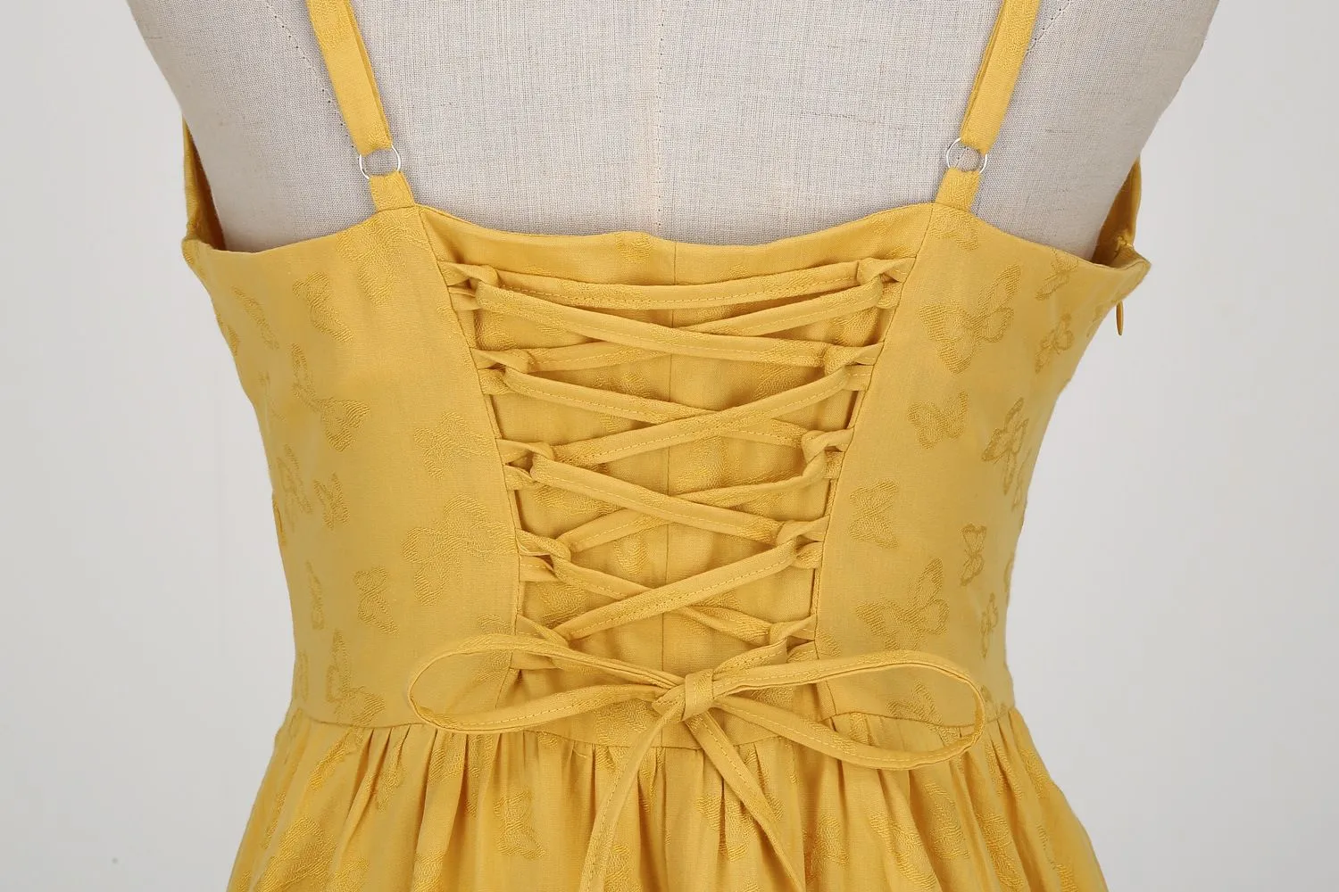 Women's Sleeveless Vintage 1950s Cocktail Party Swing Dress Spaghetti Strap Formal A-line Midi Dresses Yellow