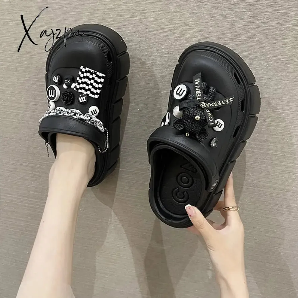 Xajzpa - Platform Slippers Summer Women's Sandals 7cm Wedges Ladies Outdoor Clogs Thick Street Beach Slides Girls Flip Flops Garden Shoes