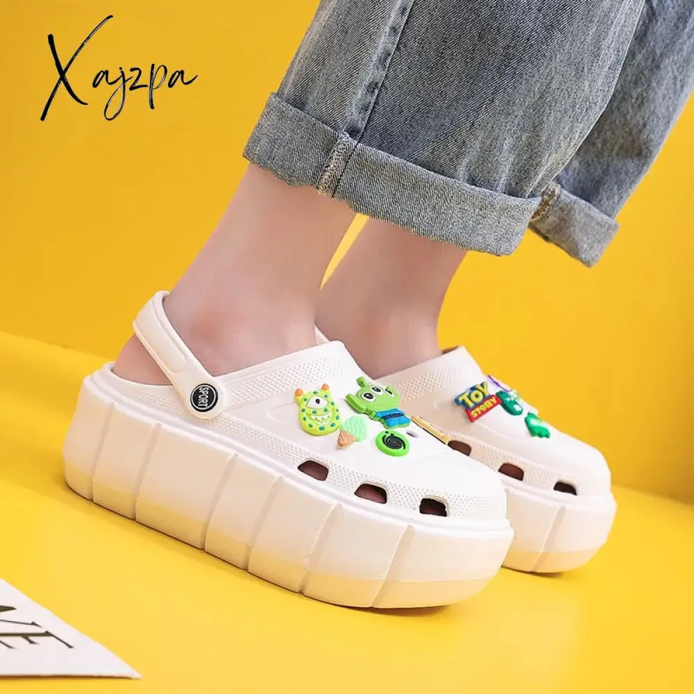 Xajzpa - Platform Slippers Summer Women's Sandals 7cm Wedges Ladies Outdoor Clogs Thick Street Beach Slides Girls Flip Flops Garden Shoes