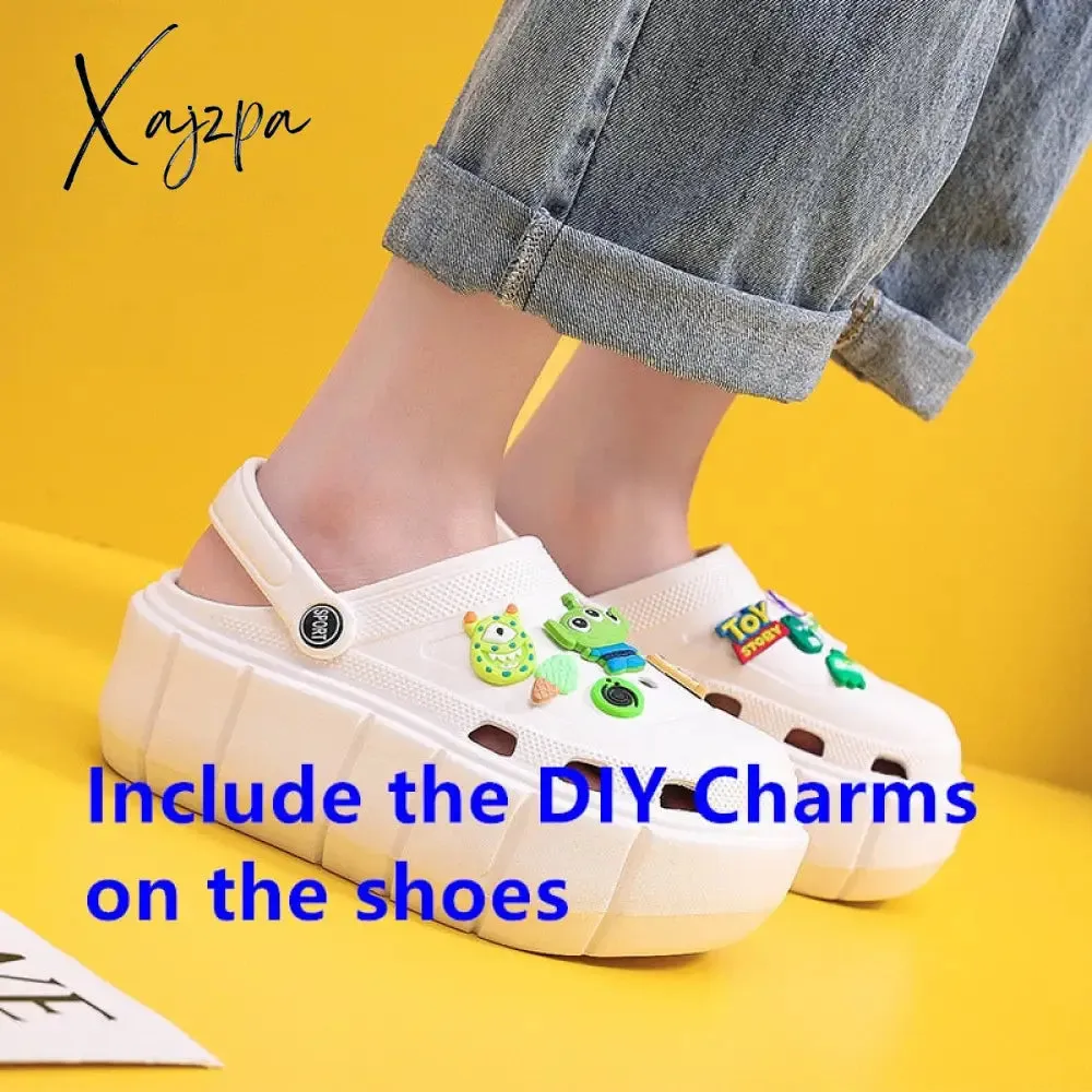 Xajzpa - Platform Slippers Summer Women's Sandals 7cm Wedges Ladies Outdoor Clogs Thick Street Beach Slides Girls Flip Flops Garden Shoes